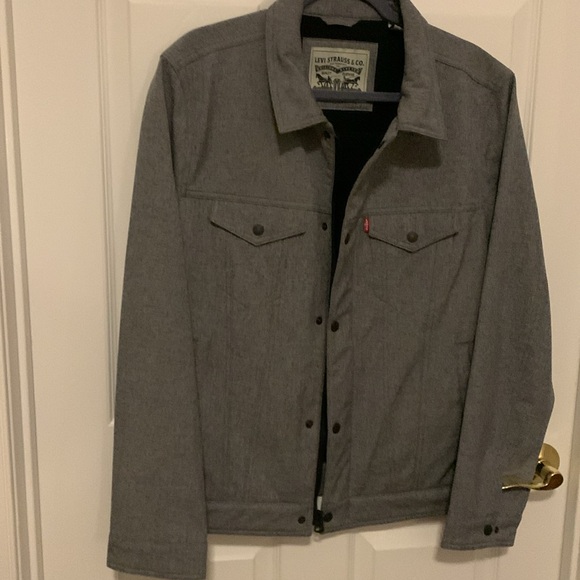 Levi’s Mens Zip-up Snap Jacket Gray Space Dye Lightly Lined size L - Picture 2 of 6